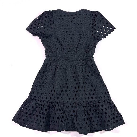 New Quince Organic Cotton Eyelet Mini Tiered Dress Black - Picture 3 of 8